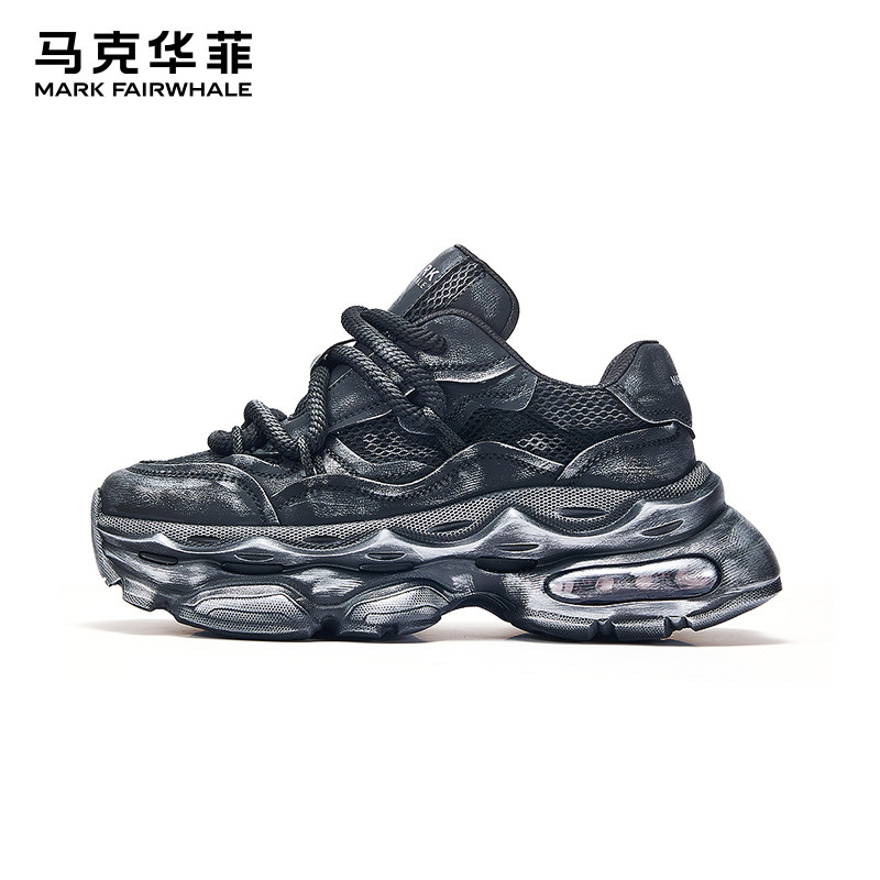 马克华菲老爹鞋男2025新款网面夏季透气男鞋潮流厚底休闲运动潮鞋