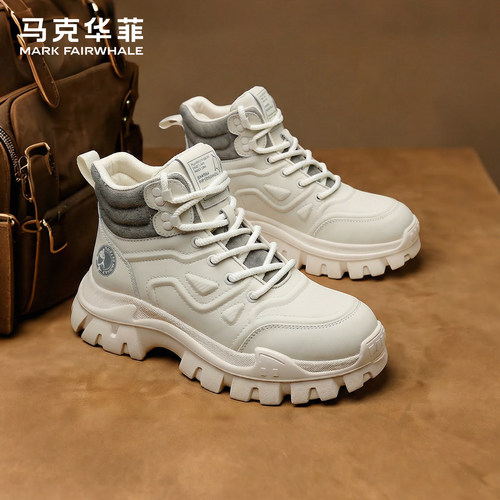 马克华菲休闲马丁靴增高工装靴子