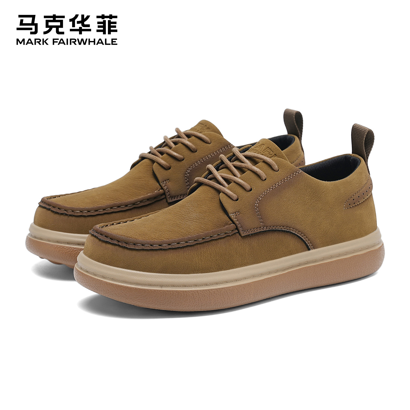 马克华菲休闲皮鞋男士商务德比鞋