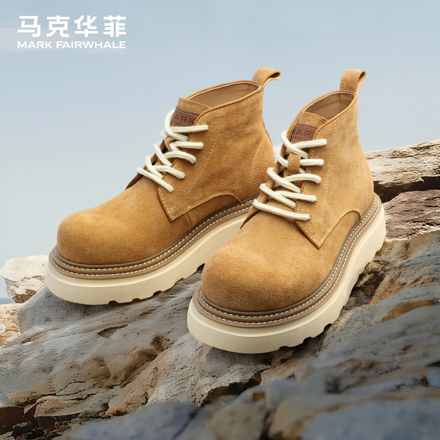 马克华菲马丁靴男冬季英伦风大头靴子2026新款男士厚底真皮工装靴