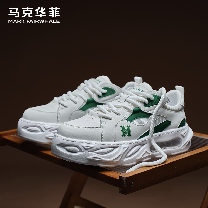 马克华菲男鞋2026新款小白鞋男厚底增高面包鞋板鞋男款鞋子男潮鞋,流行男鞋,休闲板鞋,淘宝优惠券,粉丝福利购,淘宝优惠卷
