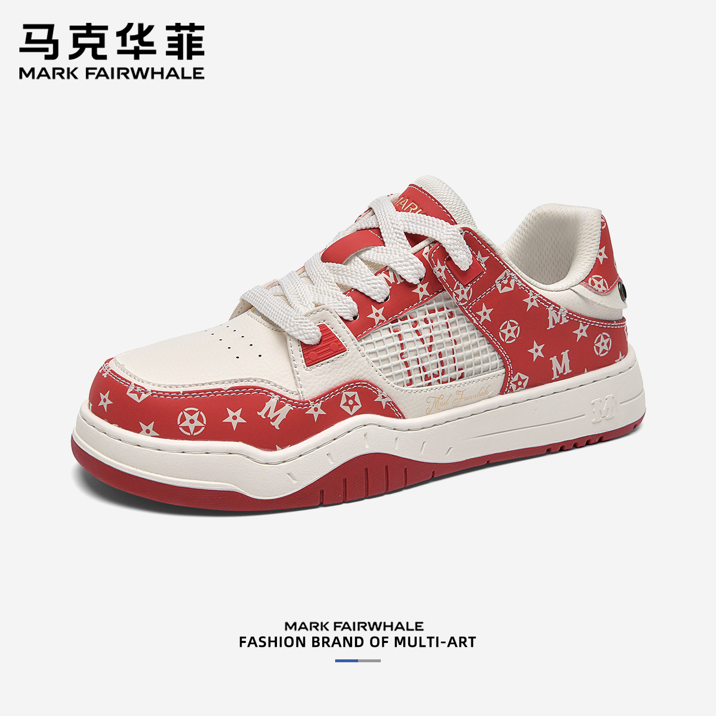 马克华菲2025新款男士印花板鞋