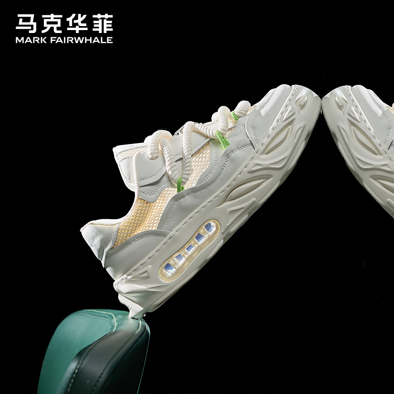 马克华菲秋季透气小白鞋增高板鞋