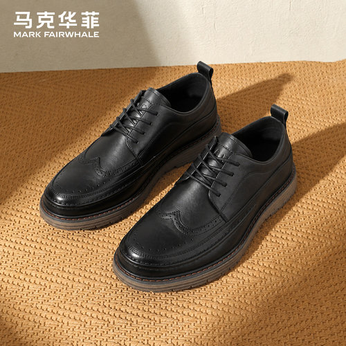 马克华菲真皮软底商务皮鞋男