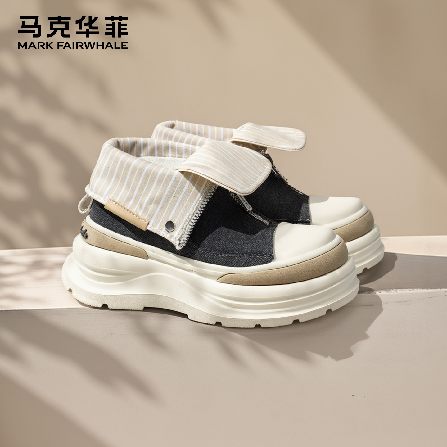 马克华菲高帮鞋女款2025新款秋冬季潮流厚底马丁靴女软底休闲女鞋