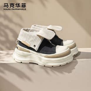马克华菲高帮鞋女款2025新款秋冬季潮流厚底马丁靴女软底休闲女鞋
