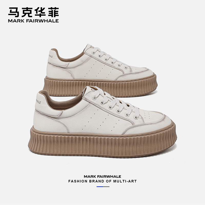 马克华菲饼干鞋白色板鞋休闲鞋男