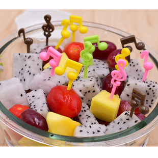 高音谱号水果叉创意音乐水果沙拉签双八分音符儿童学生便当饰品