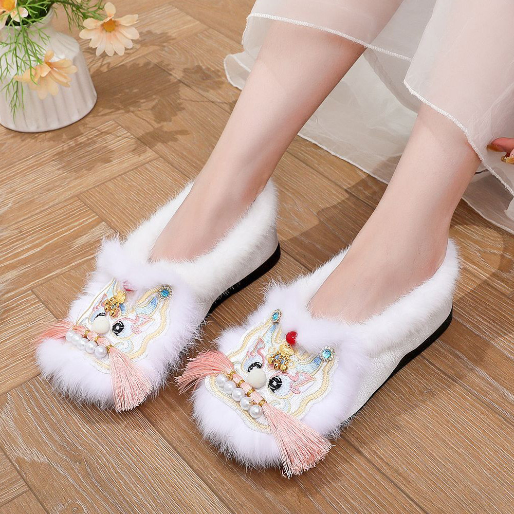 2026秋冬虎头夹棉加绒平跟靴非遗手工古风复古勃肯毛口新中式棉鞋,女鞋,汉服鞋,淘宝优惠券,粉丝福利购,淘宝优惠卷