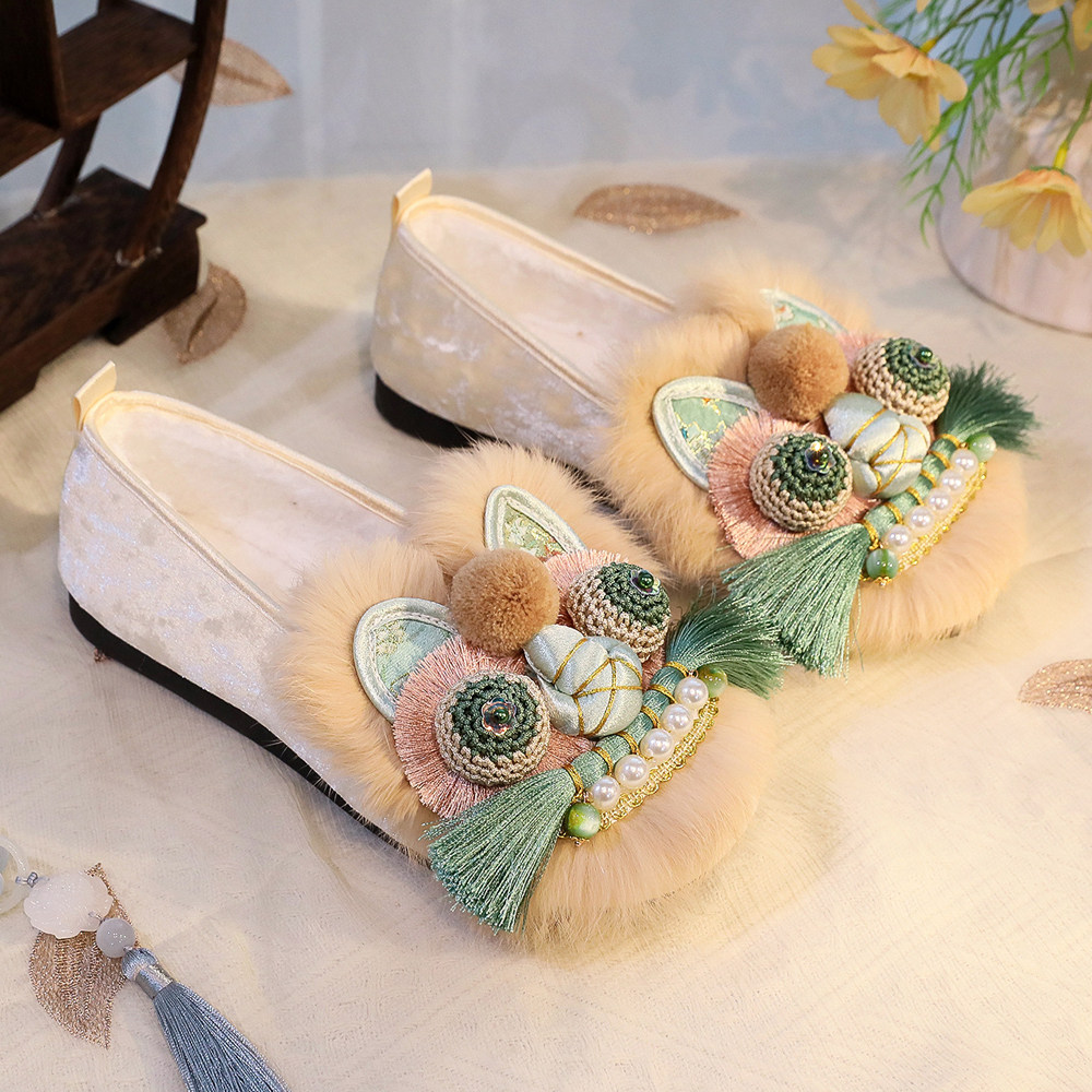 女秋冬款非遗手工虎头绣花布鞋中式成人内里加绒平跟软底毛绒棉鞋,女鞋,绣花鞋,淘宝优惠券,粉丝福利购,淘宝优惠卷