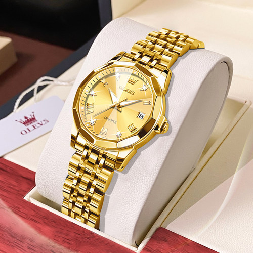 金色女表瑞士正品机械表18k简约