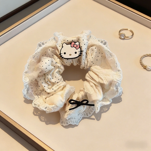 可爱卡通Kitty头绳发圈少女马尾气质发绳高级甜美头饰pompom发圈