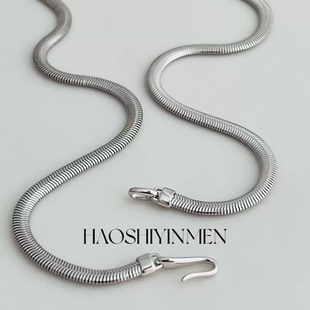 设计师款 百搭高级感毛衣链 S925纯银镀铑金蛇骨链项链女时尚