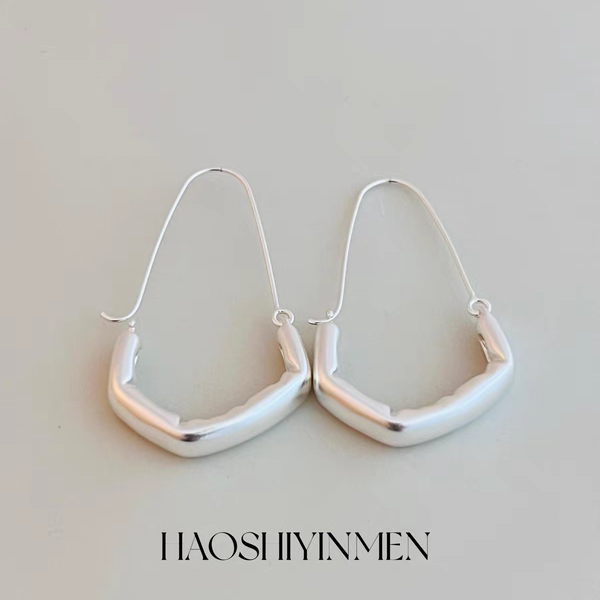 设计师高定款S925通体纯银哑光重工耳环极简修饰脸型耳饰