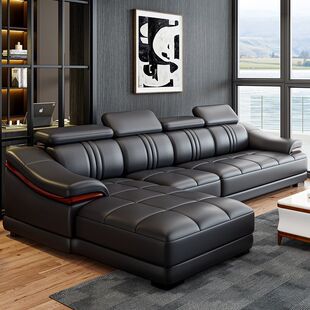 爱唯琪轻奢真皮沙发简约现代客厅左右贵妃大小户型北欧皮沙发组合