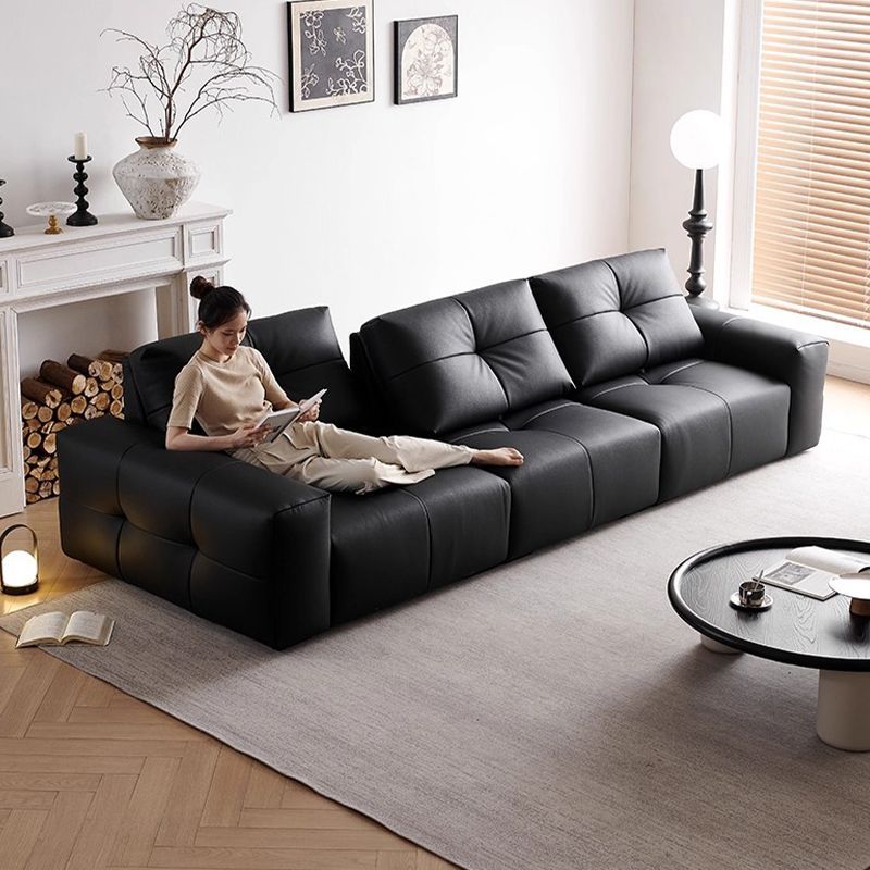 森华派法式中古风像素沙发客厅小户型豆腐块真皮沙发直排功能沙发