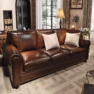 森华派美式复古风大巴顿沙发客厅直排高端别墅组合设计师家具组合