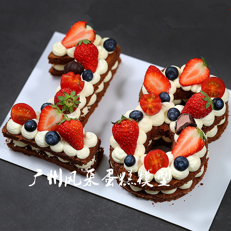 网红数字仿真蛋糕模型新款欧式水果创意数字生日样品假蛋糕模型