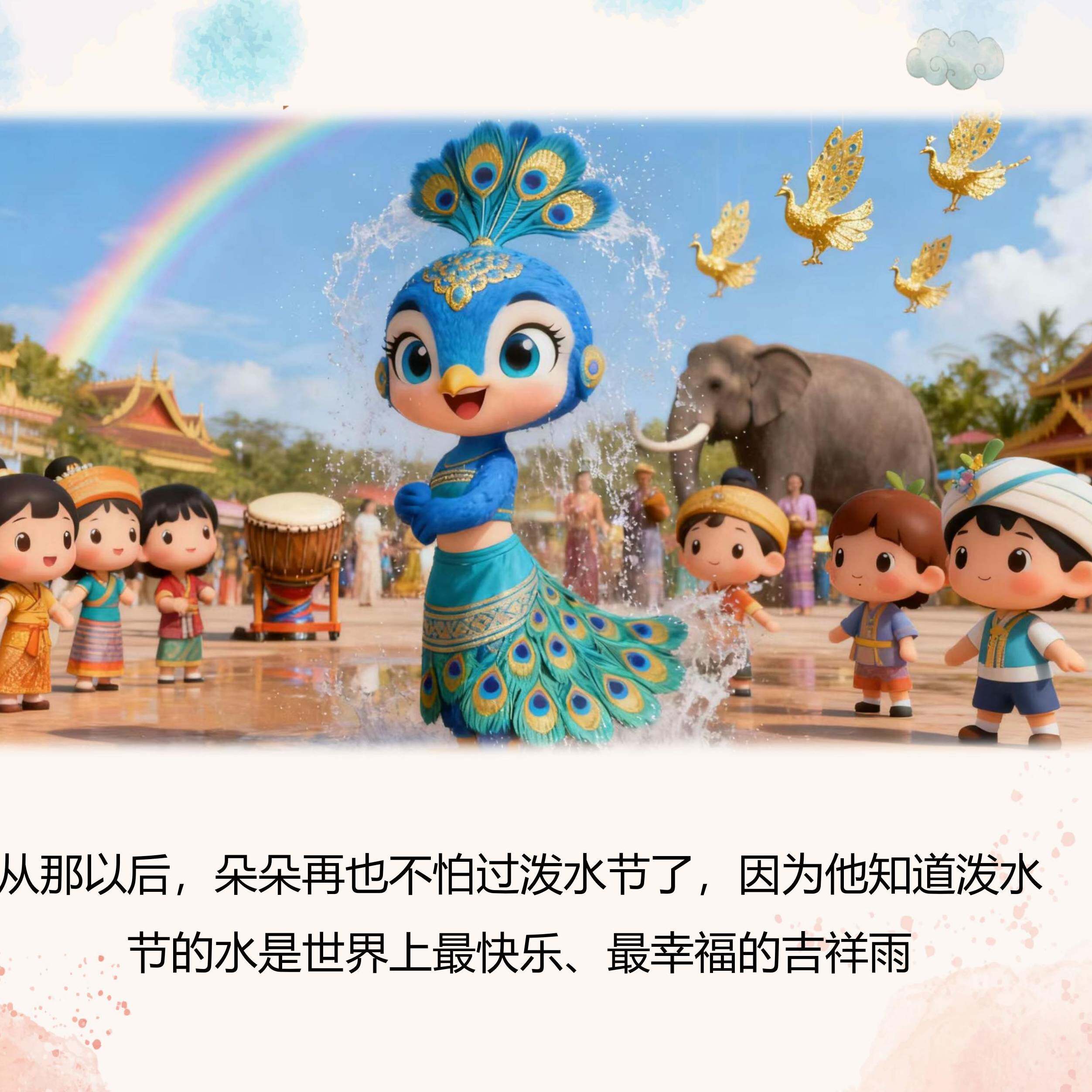 小孔雀的泼水节小学生演讲绘本故PPT设计
