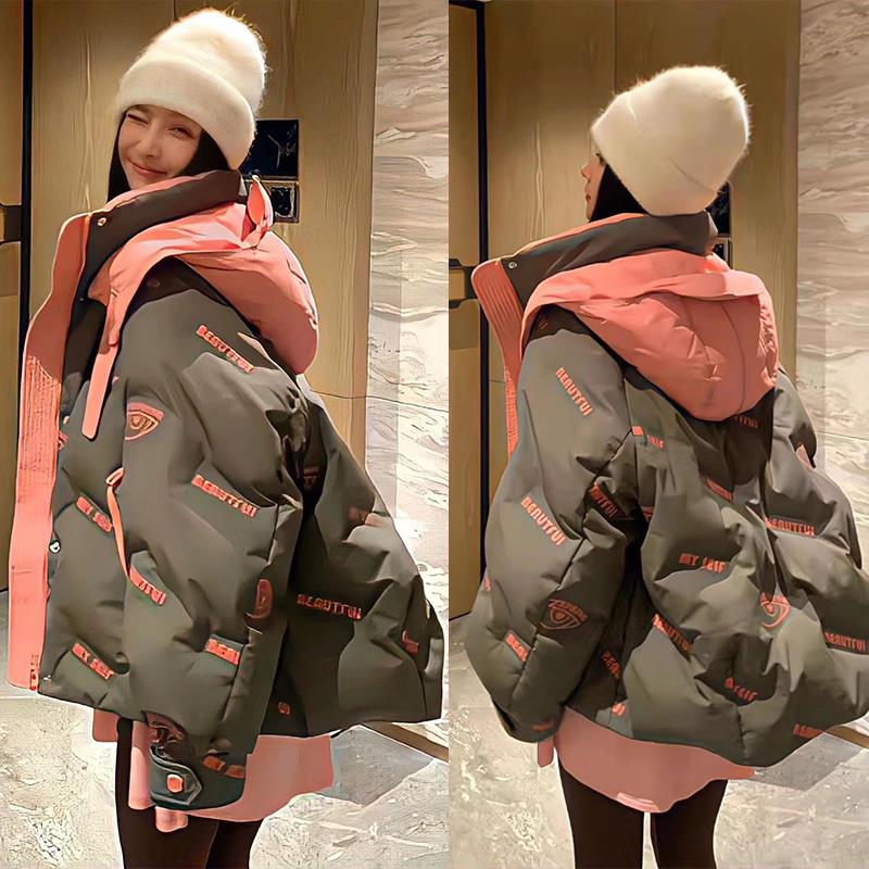 棉服女款2025冬季新款宽松休闲短款面包服连帽小个子加厚棉衣棉袄