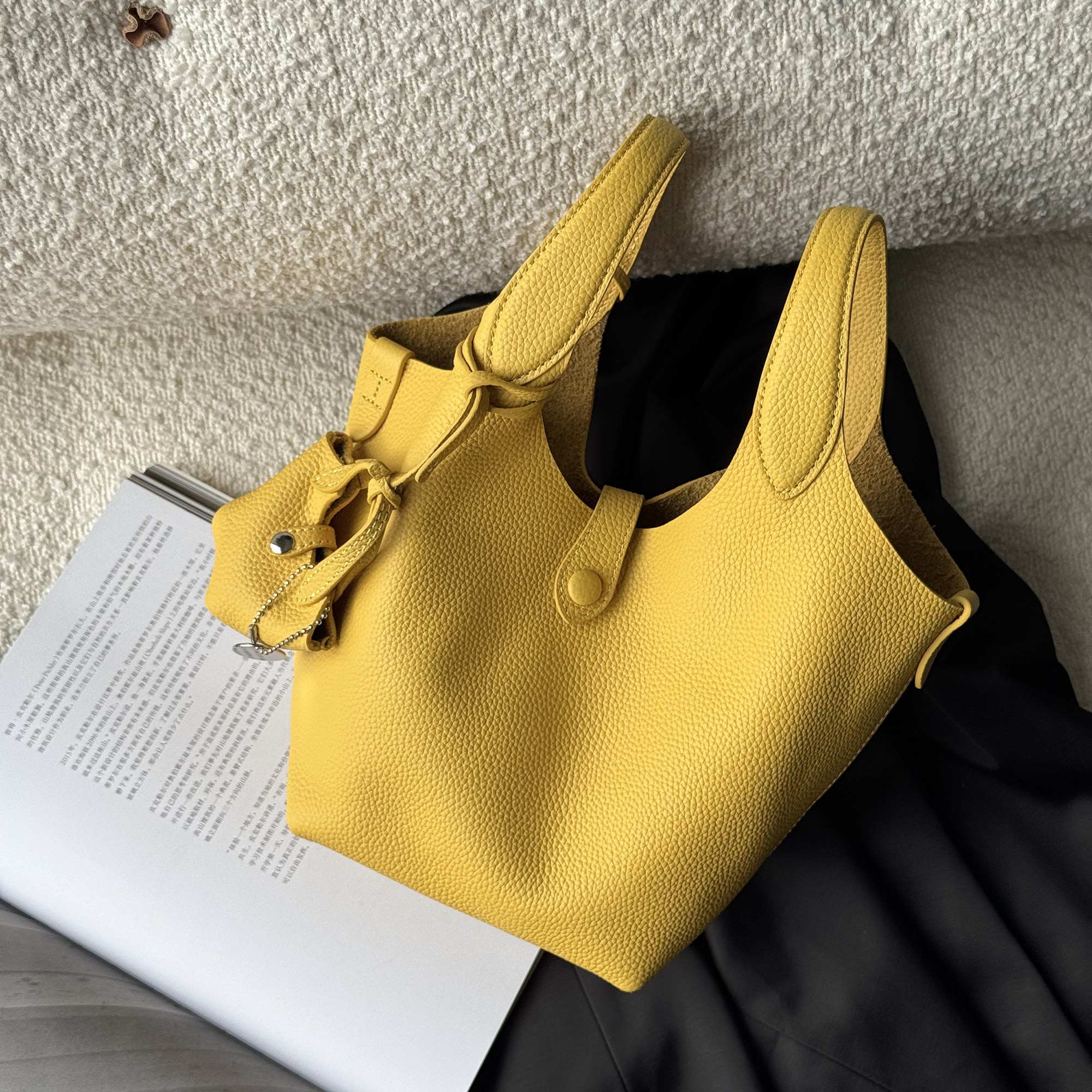 RANU头层牛皮菜篮子包手提包女2025新款时尚百搭通勤单肩包手提包,箱包皮具/热销女包/男包,水桶包,淘宝优惠券,粉丝福利购,淘宝优惠卷