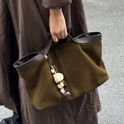 RANU头层牛皮复古拼接托特包