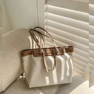 RANU小众设计撞色托特包2025新款 女包通勤百搭休闲大容量大包 时尚