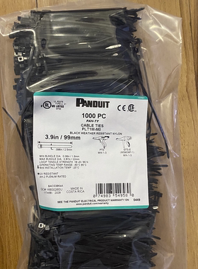美国泛达 PLT1M-M0 原厂包装 黑色扎带 捆扎带 尼龙66 正品包邮
