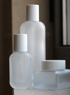 护肤品分装瓶HOPECK高档面霜白盖蒙砂玻璃空瓶精华液按压泵乳液瓶