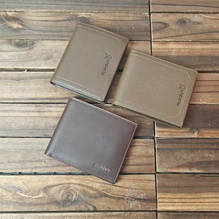 品牌专柜库存男士真皮短款钱包外贸原单头层牛皮横款钱夹票夹清仓