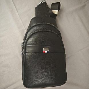 外贸库存尾货真皮胸包头层牛皮男士 单肩斜挎背包专柜原单清仓处理
