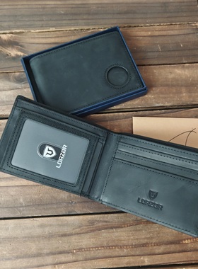 外贸品牌尾货男士真皮短款疯马皮钱包库存清仓头层牛皮横款男夹