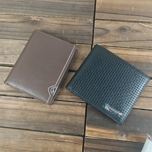 品牌专柜库存男士真皮短款钱包外贸原单头层牛皮横款钱夹票夹清仓