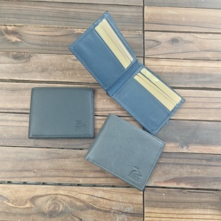 外贸尾货卡包男士真皮短款美金夹钱包库存清仓头层牛皮横款男夹