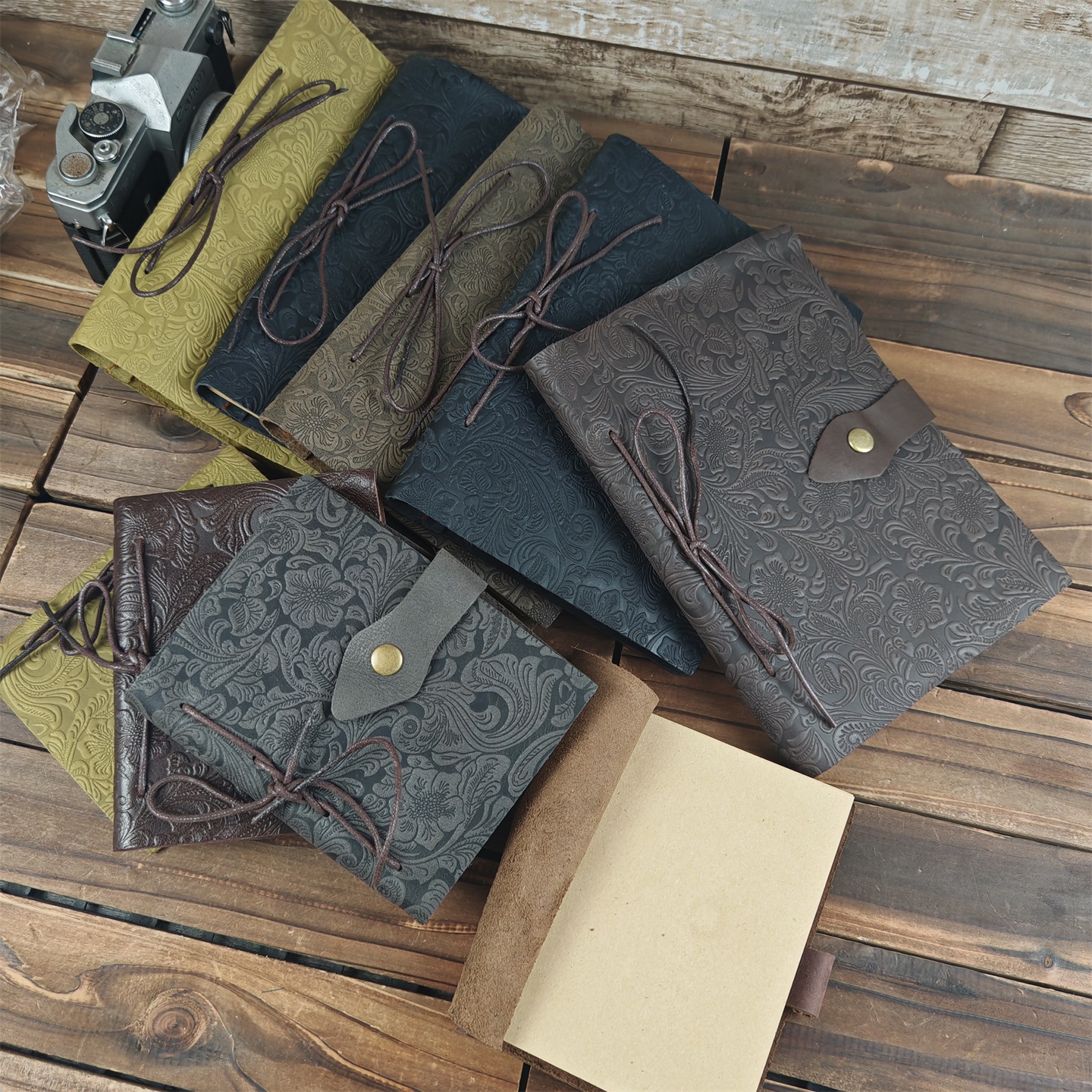 外贸手工装订男女头层牛皮疯马真皮小本子复古文艺手账道具笔记本