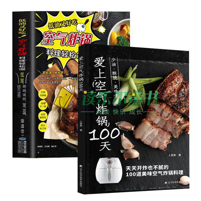 2册 爱上空气炸锅100天+空气炸锅专用食谱书低油又好吃空气炸锅料理轻松做椒麻鸡蜜汁叉烧纸包鱼戚风蛋糕空气炸锅烹饪制作步骤书
