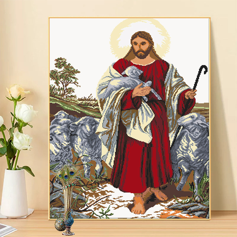 新款十字绣十字架人物教堂画线绣客厅卧室满绣简单手工刺绣小幅绣