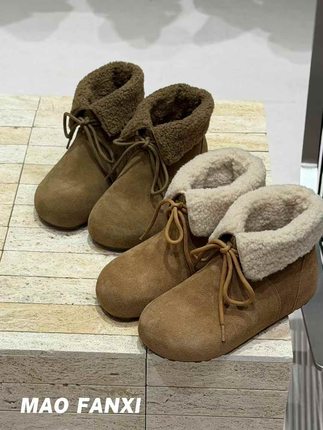 MFX 89-53欧货牛皮女鞋2025冬羊羔毛韩系勃肯鞋