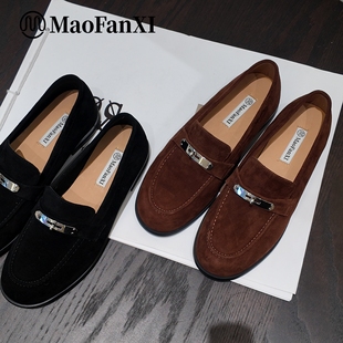 女单鞋 MFX18 鞋 2025秋真皮圆头一脚蹬乐福鞋 韩系 506欧货羊皮女鞋