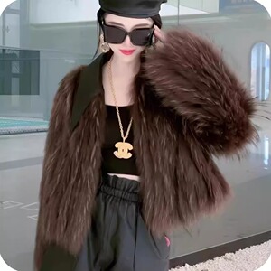 真皮真毛貉子毛车条短款冬季皮草毛毛外套女小个子显瘦网红款时尚