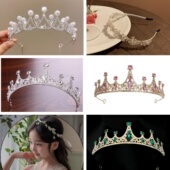 女童水钻皇冠23新款 不勒头宝宝演出生日白雪艾莎公主儿童发箍头饰