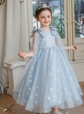 原创艾莎公主裙女童夏季儿童生日礼服冰雪奇缘elsa雪花女孩连衣裙
