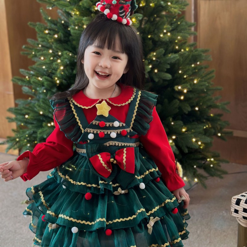 圣诞节儿童服装女孩发光圣诞树