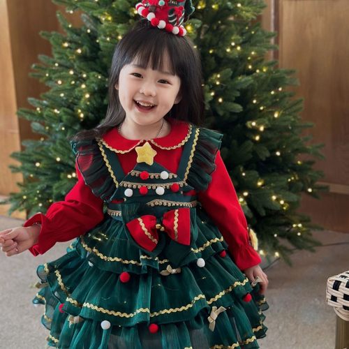 圣诞节儿童服装女孩发光圣诞树