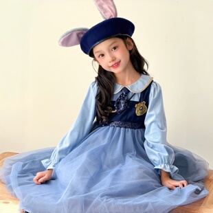 女童朱迪兔子警官连衣裙26春秋新款洋气学院风疯狂动物城儿童服装
