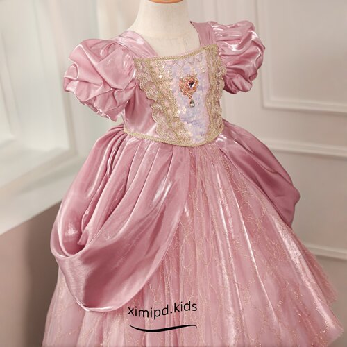 夏季女童爱丽儿泡泡袖公主礼服裙