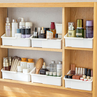 卫生间镜柜收纳盒可伸缩洗手间浴室柜内化妆品口红面膜分格置物架