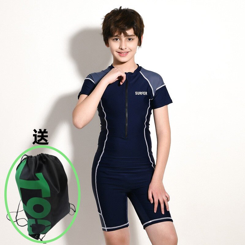 青少年男孩小初中考试训练专业运动训练速干连体泳装男儿童游泳衣