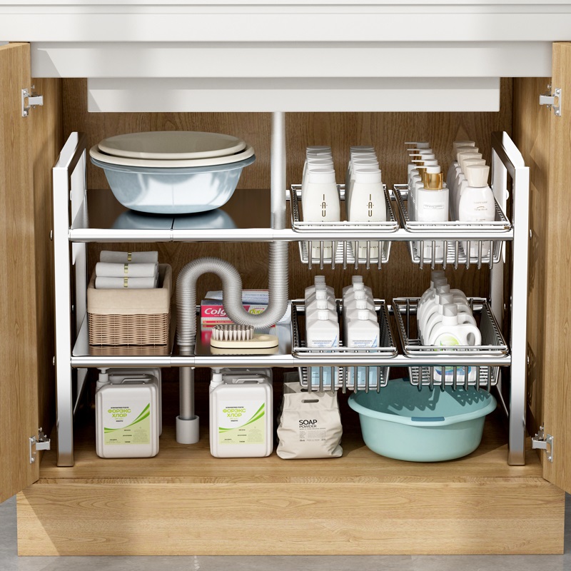 304不锈钢浴室柜内伸缩置物架