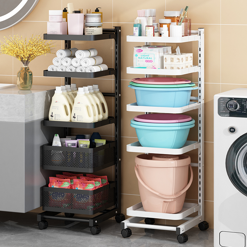 多层落地式夹缝转角浴室置物架